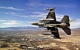 A US fighter jet during practice maneuvers over the desert (illustrative photo credit: Courtesy/US Air Force by Master Sgt. Benjamin Bloker)