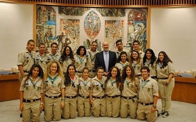 The Israeli Scout delegation at the UN on Sunday (photo credit: courtesy of Israel's delegation to the UN)