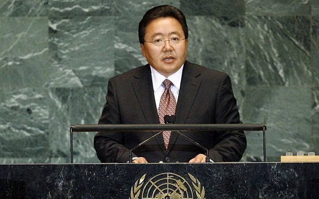 Tsakhia Elbegdorj speaks at the UN (photo credit: courtesy of UN)