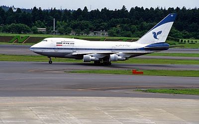 Illustrative photo of an Iran Air 747 aircraft (photo credit: CC BY-SA contri, Flickr)
