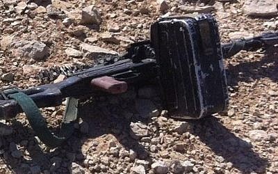 One of the weapons said to have been used by the terrorists in the attack. (photo credit: IDF Spokesperson, via Twitter) One of the weapons said to have been used by the terrorists in the attack. (photo credit: IDF Spokesperson, via Twitter)
