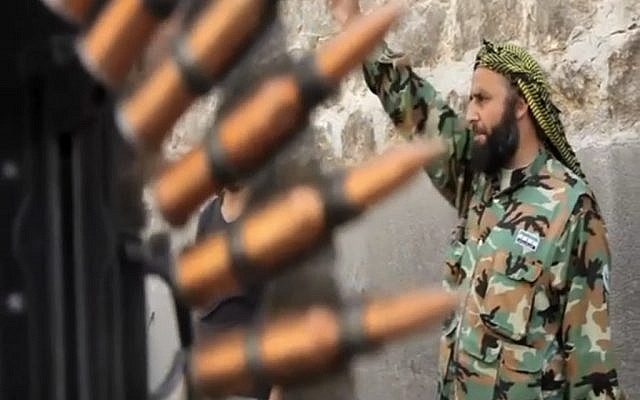 A Free Syrian Army fighter in Aleppo, September 1 (photo credit: AP)