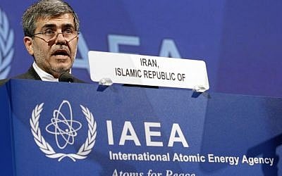 Fereydoon Abbasi-Davani, Iran's vice president and the head of its nuclear program, delivers a speech at the general conference of the International Atomic Energy Agency in Vienna, Austria, Monday, September 17, 2012 (photo credit: AP/Ronald Zak) Fereydoon Abbasi-Davani, Iran's vice president and the head of its nuclear program, delivers a speech at the general conference of the International Atomic Energy Agency in Vienna, Austria, Monday, September 17, 2012 (photo credit: AP/Ronald Zak)