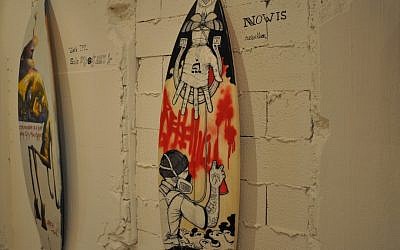 Two surfboards from the Surf Writers exhibition (photo credit: Michal Shmulovich) Two surfboards from the Surf Writers exhibition (photo credit: Michal Shmulovich)