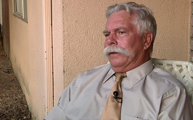 Steve Klein, an insurance agent and Christian activist involved in "Innocence of Muslims," a film denigrating Islam and the Prophet Muhammad that sparked outrage in the Middle East, speaks during an interview at his office in Hemet, Calif. on Wednesday, Sept. 12, 2012. (photo credit: Gillian Flaccus/AP)