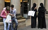 Muslim women shop in Paris. (photo credit: Serge Attal/Flash 90)