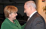 Prime Minister Benjamin Netanyahu with German Chancellor Angela Merkel in Jerusalem in 2011 (photo credit: Amos Ben-Gershom/GPO/Flash90)