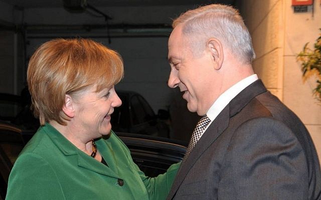 Prime Minister Benjamin Netanyahu with German Chancellor Angela Merkel in Jerusalem in 2011 (photo credit: Amos Ben-Gershom/GPO/Flash90)