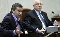 Minister of Tourism Stas Misezhnikov addresses the Knesset, July 2011 (photo credit: Miriam Alster/Flash90)