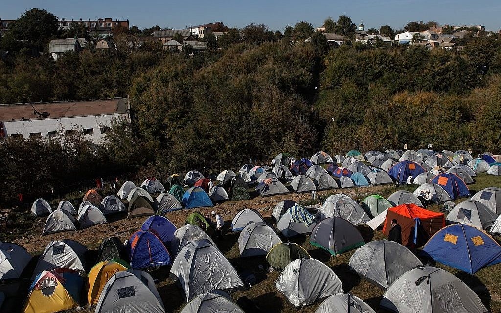 A tent city of visitors to Uman for Rosh Hashanah last year. (photo credit: Yaakov Naumi/Flash90) A tent city of visitors to Uman for Rosh Hashanah last year. (photo credit: Yaakov Naumi/Flash90)