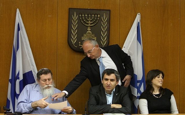Likud MKs Zeev Elkin and Tzipi Hotovely, center and right, among the signatories of a petition on Sunday pledging support to military strike against Iran's nuclear facilities (photo credit: Miriam Alster/Flash90)
