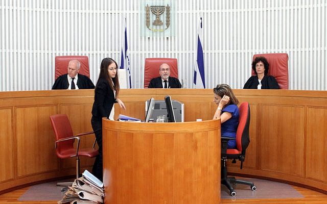 The High Court of Justice gathering to discuss the closing of the case against Israelis who were on the Mavi Marmara during the 2010 flotilla, September 3 (photo credit: Flash90)