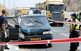 The vehicle involved in Sunday's hit-and-run in which Lior Farhi was killed. (photo credit: Yossi Zeliger/Flash90)