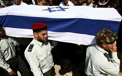 The funeral of security guard Lior Farhi, in Petach Tikva on September 10, 2012 (photo credit: Yehoshua Yosef/Flash90)