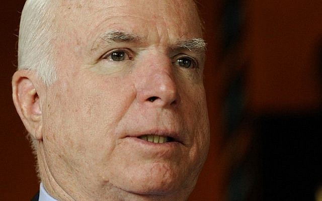 Republican US Senator John McCain (photo credit: AP/Giuseppe Aresu/File) Republican US Senator John McCain (photo credit: AP/Giuseppe Aresu/File)