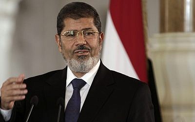 Egyptian President Mohammed Morsi (photo credit: AP/Maya Alleruzzo)