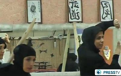 Iranian women train in martial arts (photo credit: screen capture/YouTube/PressTV)