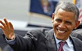 US President Barack Obama waves to supporters as he arrives in Charlotte, North Carolina for the Democratic National Convention earlier this month (photo credit: AP/Chuck Burton)