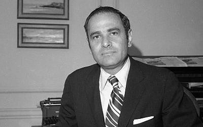 This March 12, 1973 file photo shows Sulzberger in his New York office. (file photo; photo credit: AP)