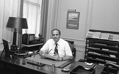 This July 20, 1977 file photo shows Sulzberger sitting in his office. (file photo; photo credit: AP)