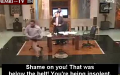 Shi'ite guest Mahmoud flees the Egyptian TV studio (photo credit: Memri)