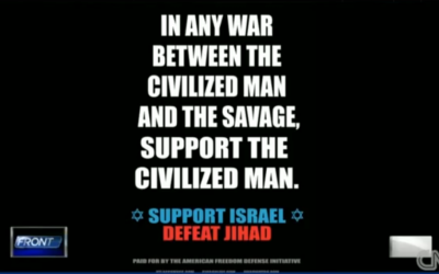 Anti-Jihad ad published in NYC subways last year (photo credit: CNN screenshot)