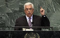 Palestinian Authority President Mahmoud Abbas addresses the 67th session of the United Nations General Assembly at UN headquarters in September 2012 (photo credit: AP/Richard Drew)