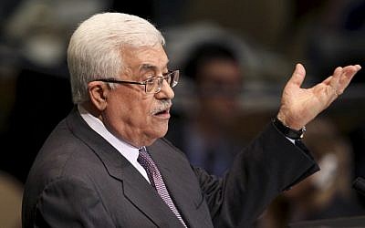 Palestinian Authority President Mahmoud Abbas addresses the 67th session of the United Nations General Assembly at UN headquarters in New York, September 27, 2012 (photo credit: AP/Seth Wenig)