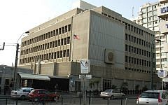 The US Embassy in Tel Aviv. (photo credit: CC-BY Krokodyl, Wikimedia Commons)