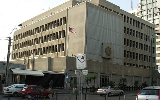 The US Embassy in Tel Aviv (photo credit: CC BY-Krokodyl/Wikimedia Commons/File) The US Embassy in Tel Aviv (photo credit: CC BY-Krokodyl/Wikimedia Commons/File)