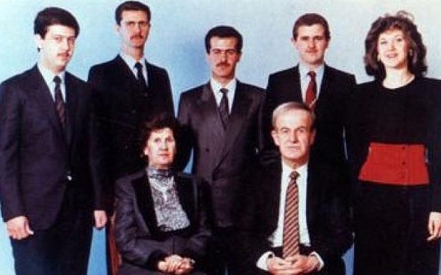 Bushra Assad (far right) pictured with the Assad family in 1994 (photo credit: Wikipedia commons)