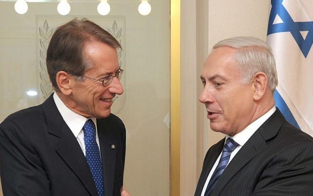 Israeli PM Benyamin Netanyahu and Italian Foreign Minister Giulio Terzi in Jerusalem on September 05, 2012. (photo credit: Moshe Milner/ GPO/Flash90)