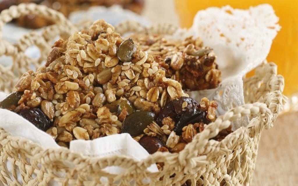 Phyllis Glazer's no-oil granola bar with dates and other dried fruits (Courtesy Phyllis Glazer, photo credit by Dania Weiner) Phyllis Glazer's no-oil granola bar with dates and other dried fruits (Courtesy Phyllis Glazer, photo credit by Dania Weiner)