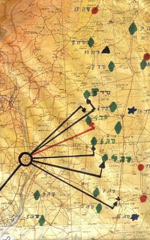 Ori Shahak and Gilad Regev's flight route, on a mission to strike Syrian surface-to-air missiles, is marked in red (Photo credit: Courtesy: Erim Balaila)