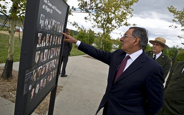 Leon Panetta visiting the site of the September 11, 2001, Flight 93 crash in Shanksville, Pennsylvania, on Monday. (photo credit: Department of Defense/Chad J. McNeeley)