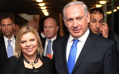 Prime Minister Benjamin Netanyahu and his wife Sarah on September 27 at the UN in New York after Netanyahu's speech to the General Assembly (photo credit: Avi Ohayun, GPO)