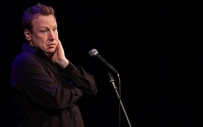 Bruce Bradley performs at Comedy for Koby (photo credit: Yissachar Ruas)