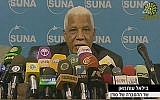 Sudanese Minister of Information Ahmed Belal Osman talks to reporters on Wednesday (photo credit: image capture, Channel 2)