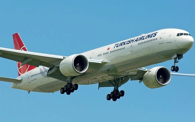 A Turkish Airlines flight (photo credit: CC BY-SA BriYYZ/Flickr/File)