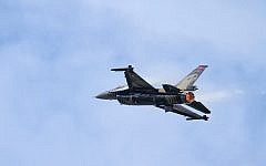 Illustrative photo of an F-16. (photo credit: CC BY  Ronnie Macdonald, Flickr)