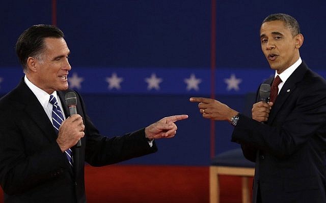What led to such animosity? Obama and Romney face off on Tuesday night (photo credit: AP Photo/Charlie Neibergall)