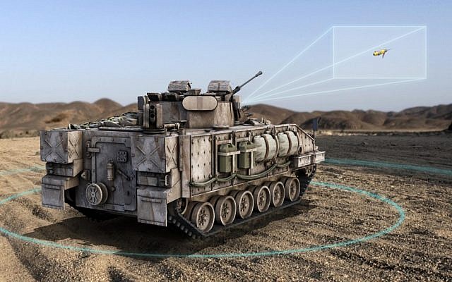 An illustration of a tank-based radar that could alert the soldiers inside to the type and location of incoming fire (Photo credit: Courtesy: RADA)