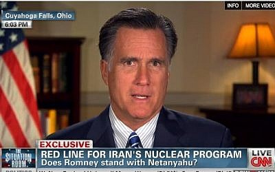 Republican presidential candidate Mitch Romney speaks to CNN on Tuesday 9th October, 2012. (screen capture: CNN)