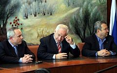 Finance Minster Yuval Steinitz, Prime Minister Benjamin Netanyahu, and Defense Minister Ehud Barak attend  a  meeting at the Knesset  in Jerusalem,  April,  2009. (photo credit: Atta Awisat/Yrdioth Aharonot/Flash 90)