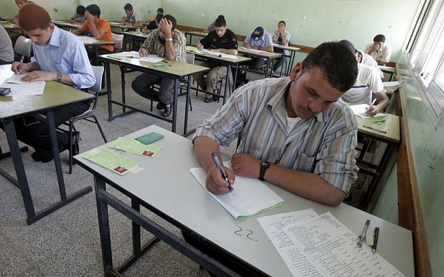 Students take final exams in Rafah, southern Gaza strip, in June, 2009 (photo credit: Abed Rahim Khatib/Flash90) Students take final exams in Rafah, southern Gaza strip, in June, 2009 (photo credit: Abed Rahim Khatib/Flash90)