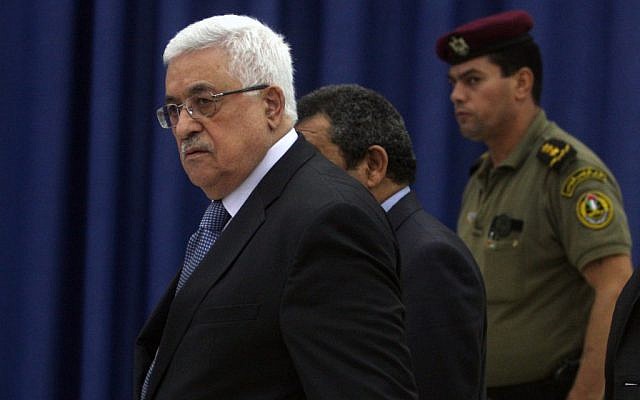 Mahmoud Abbas attends a meeting of the Palestinian leadership in Ramallah, September 15 (photo credit: Issam Rimawi/flash90)