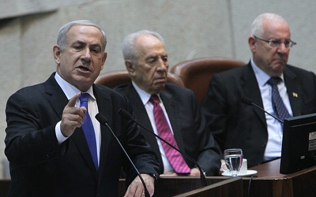 Prime Minister Benjamin Netanyahu addresses the Knesset at the start of its winter session on Oct. 15 (photo credit: Miriam Alster/Flash90)
