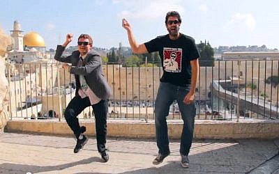 Dancing Gangnam Style opposite the Western Wall in Jerusalem's Old City (screen capture/YouTube)