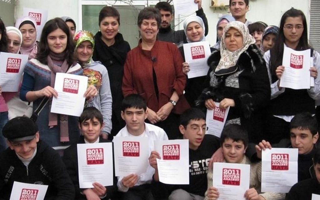 Hannah Rosenthal, center, the top American anti-Semitism monitor,
meets last year with students in Azerbaijan. (Photo credit: US Embassy in Baku via JTA) Hannah Rosenthal, center, the top American anti-Semitism monitor,
meets last year with students in Azerbaijan. (Photo credit: US Embassy in Baku via JTA)