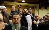 Salafi members of parliament in Cairo, February 27, 2012 (photo credit: AP)